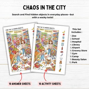 Search and Find Printable Puzzles for Kids, Hidden Object Activity Pages, Seek and Find Games, I Spy Worksheet, Screen-Free Activity Play image 2