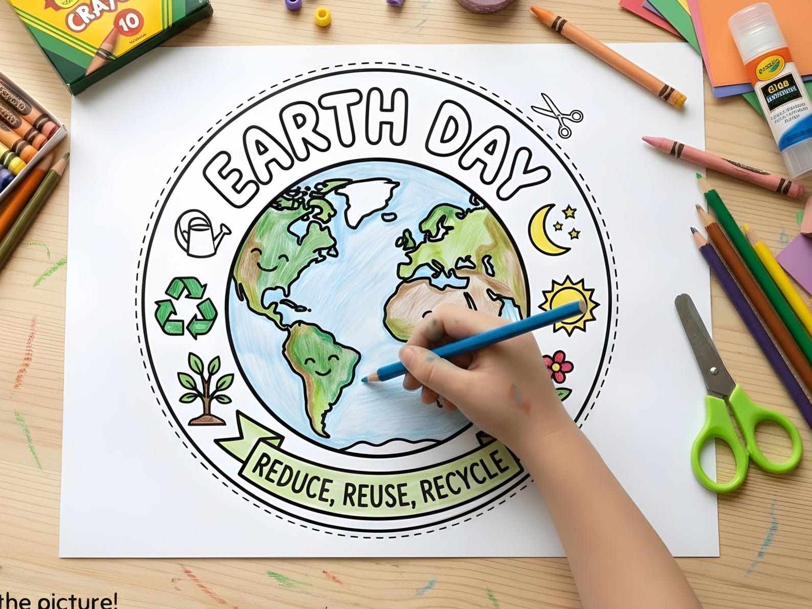 Earth Day Coloring Page Craft for Kids, Earth Day Activity Printable ...