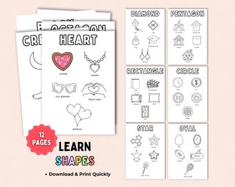 Shapes coloring Toddler Activities Printable Coloring worksheets for Toddlers Preschool and Homeschool Kids, coloring pages for Baby Shower