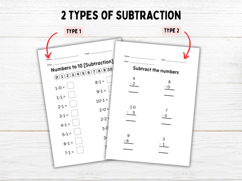 Addition and Subtraction Within 10 Printable Worksheets Fill in the ...