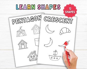 Learn Shape Of The Week Preschool Worksheets Printable Toddler Coloring Pages Fine Motors Activities, Pre-K Curriculum Homeschool Workbook