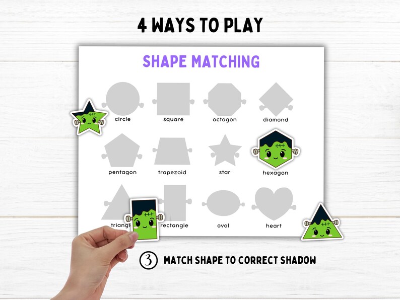 Frankenstein Shape Matching Game Kids Printable Toddler Activity ...