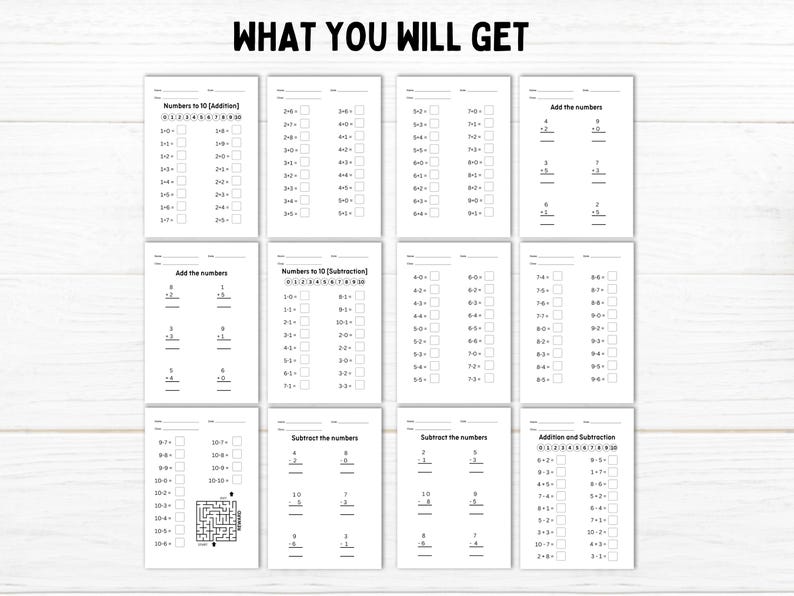 Addition and Subtraction Within 10 Printable Worksheets Fill in the ...