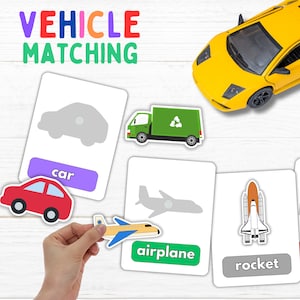 Printable Toddler Shadow Matching Activities Vehicle Sorting Game and Learning Binder for Pre K Preschool Quiet Busy Book