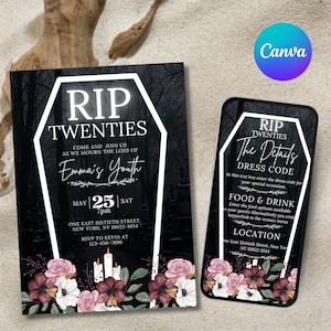 Editable Funeral For My Youth Invitation, Gothic Death to My 20s Birthday Invitation, 30th Birthday Invite, RIP Twenties Party Invite