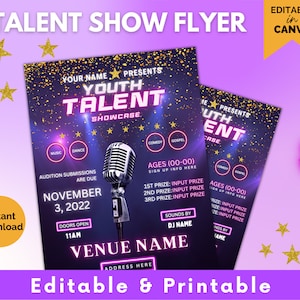 Talent Show FLyer, Show Flyer, Talent Show, Talent Show Poster, Editable Template, Letter Size Flyer, Show, Premade Design, Talent Contest
