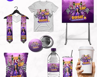 Last Lap Graduation Bundle, Graduation Bundle, Graduation Stole, 3d Graduation Shirt, Graduation Chip  Bag, Graduation Party Favors Bundle