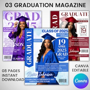 Graduation Magazine Template, High School Senior Graduation Magazine Cover Template, Senior Graduation Invitation, Senior Magazine Template