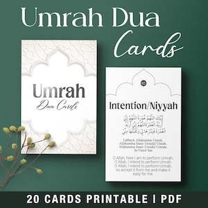 20 cartões Umrah Dua para impressão, cartões flash Umrah, cartões de presente Umrah Mubarak, cartões de oração, Dua islâmico, cartões de lembrete Dua PDF para impressão