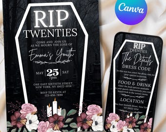 RIP To My 20s Party einladen, Tod zu meinem 20er Geburtstag einladen, 30. Geburtstag einladen, Beerdigung zu meinem Jugend 30. Geburtstag einladen