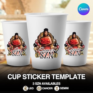 Styrofoam Cup Sticker Template, Editable Party Cup Template Customizable Styrofoam Cup Design, Cup Sticker Template, Custom Party Cups Canva