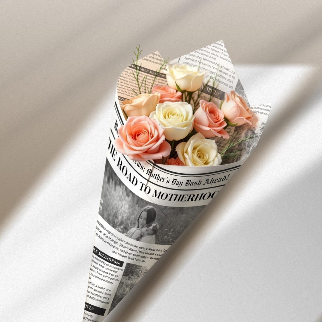 Editable Mother's Day Newspaper Template Printable Flower Bouquet