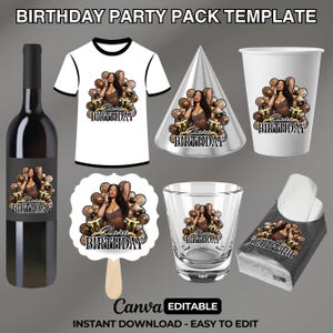 Styrofoam Cup Sticker Template, Shot Glass Label,Party Shirt Design, Editable Birthday Design,Customizable Styrofoam Cup Design,Party Bundle