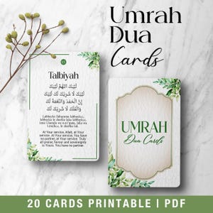 20 kart Umrah Dua do druku, fiszki Umrah, karty podarunkowe Umrah Mubarak, karty modlitewne, islamskie Dua, karty przypomnienia Dua do druku PDF