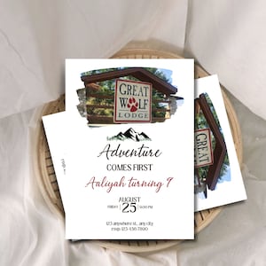 Great Wolf Lodge Invitation, Editable Birthday Party Invitation, Water Park Birthday Invite, Great Wolf Lodge Swim Party, Canva Template