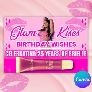 Lip Gloss Holder, Birthday Party Favor, Editable Lip Gloss Holder, Girl Birthday Party Favor, Canva Editable Template, Instant Download
