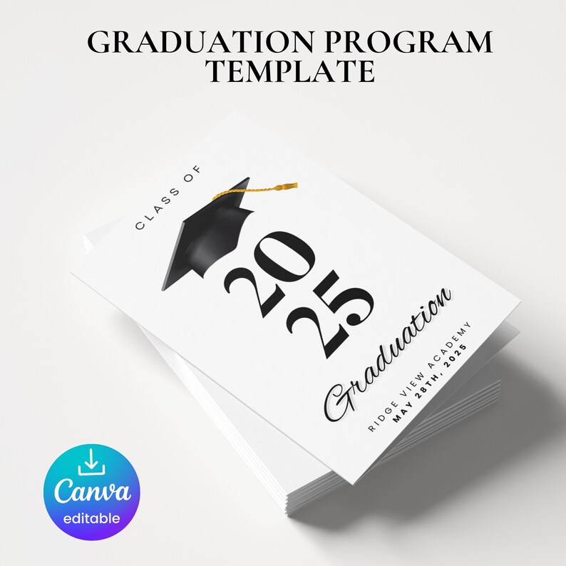 2025 Graduation Program Template, Editable 2025 Ceremony Card, Class of ...