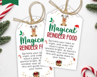 Christmas Reindeer Food Tag, Magic Reindeer Food Tag, Editable Christmas Gift Tag, Christmas Eve Reindeer Sprinkle Favor Tag Canva Template