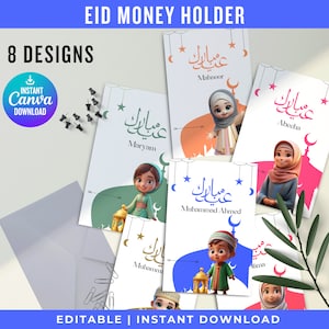 Eid Geldhalter, 2024 Eid Mubarak Geschenkkarte, Eid Geldkarte, Eid Geschenke für Kinder, Eid Mubarak Karte, Canva Vorlage Sofortiger Download