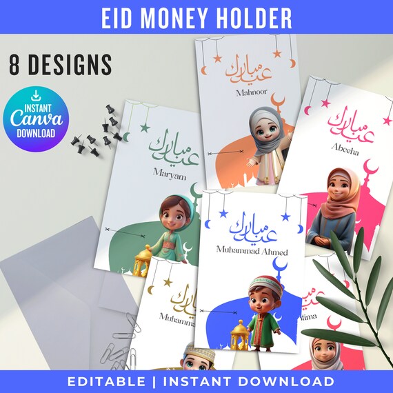 Eid Money Holder, 2024 Eid Mubarak Gift Card, Eid Money Card, Eid Gifts For Kids, Eid Mubarak Card, Canva Template Instant Download