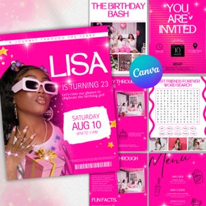 Editable Magazine Birthday Invitation Template, Birthday Magazine Canva Template, Diy Editable Magazine template, Instant Download