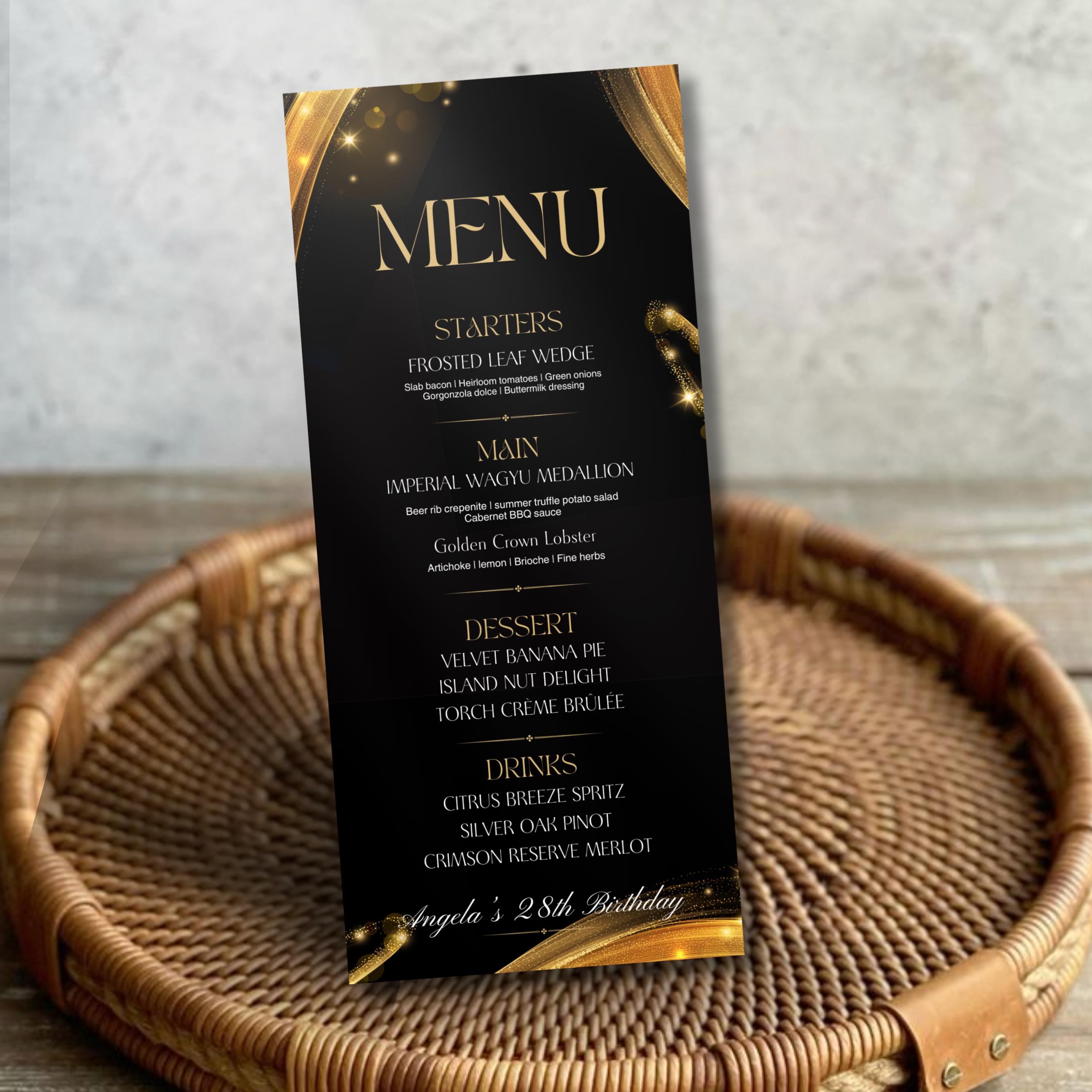 Editable Birthday Picture Menu, Full Picture Menu and Drink Card, Event ...