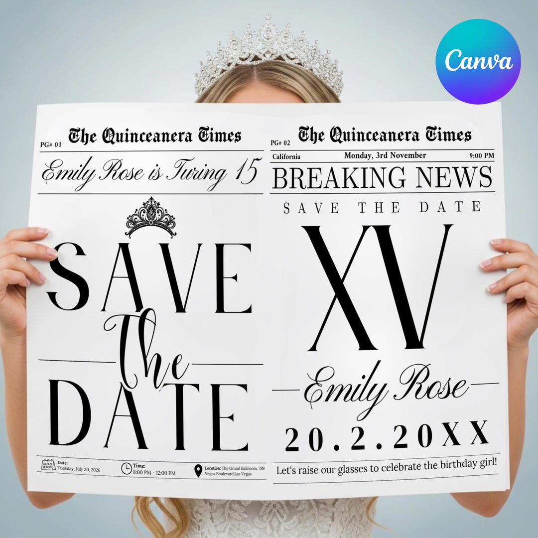 Quinceanera Save the Date Newspaper Mis Quince Años Newspaper Save the Date Quinceañera Ph