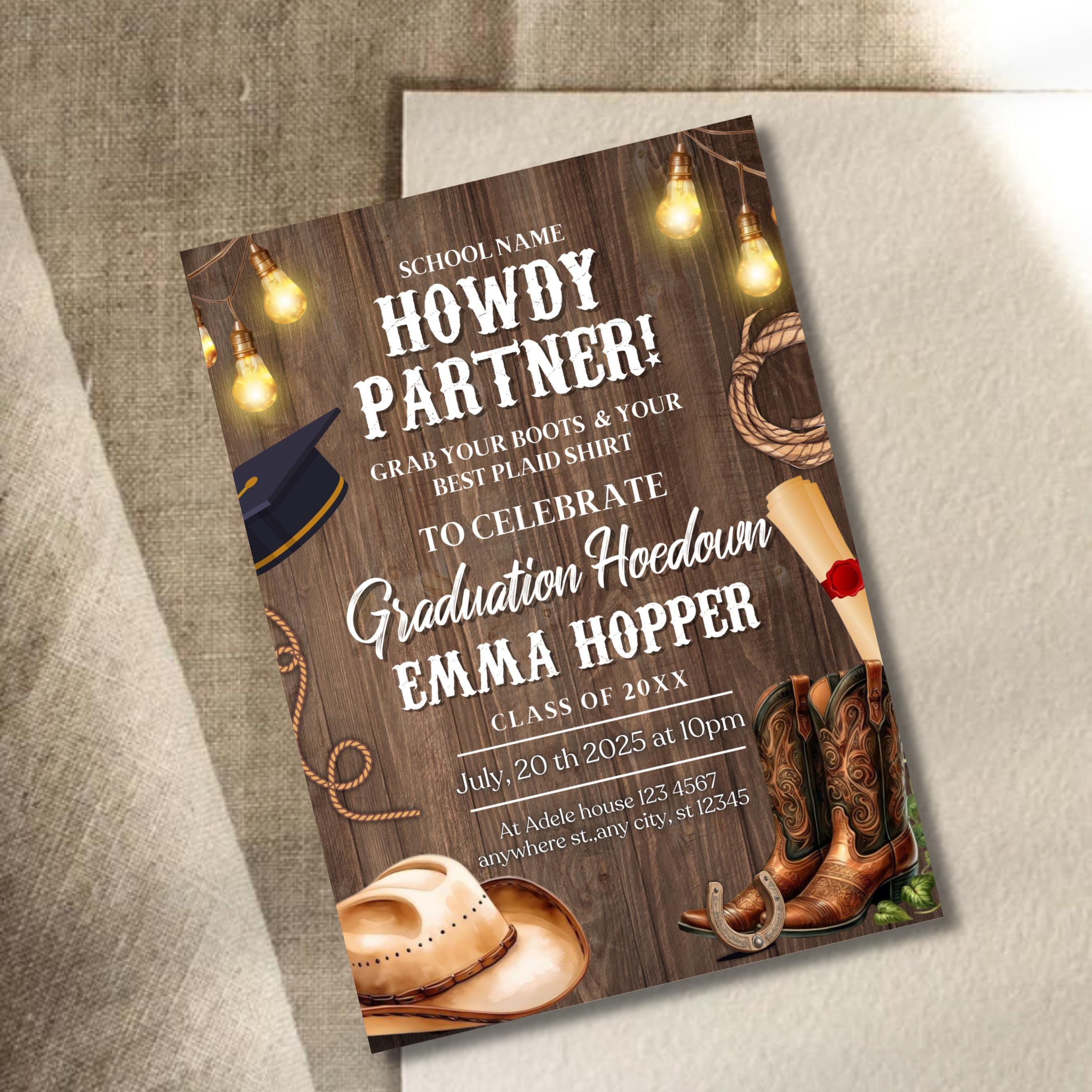 Western Graduation Invitation, Western Invitation, Grad Invitation ...