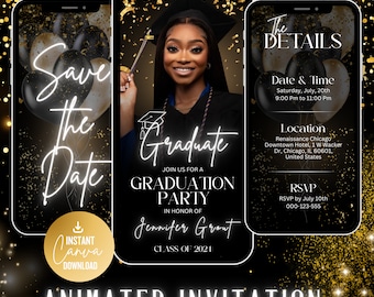 2025 Graduation Save The Date Invitation, Save The Date Graduation Party, Calss of 2025, Save The Date Text, Grad Itinerary, Canva Template