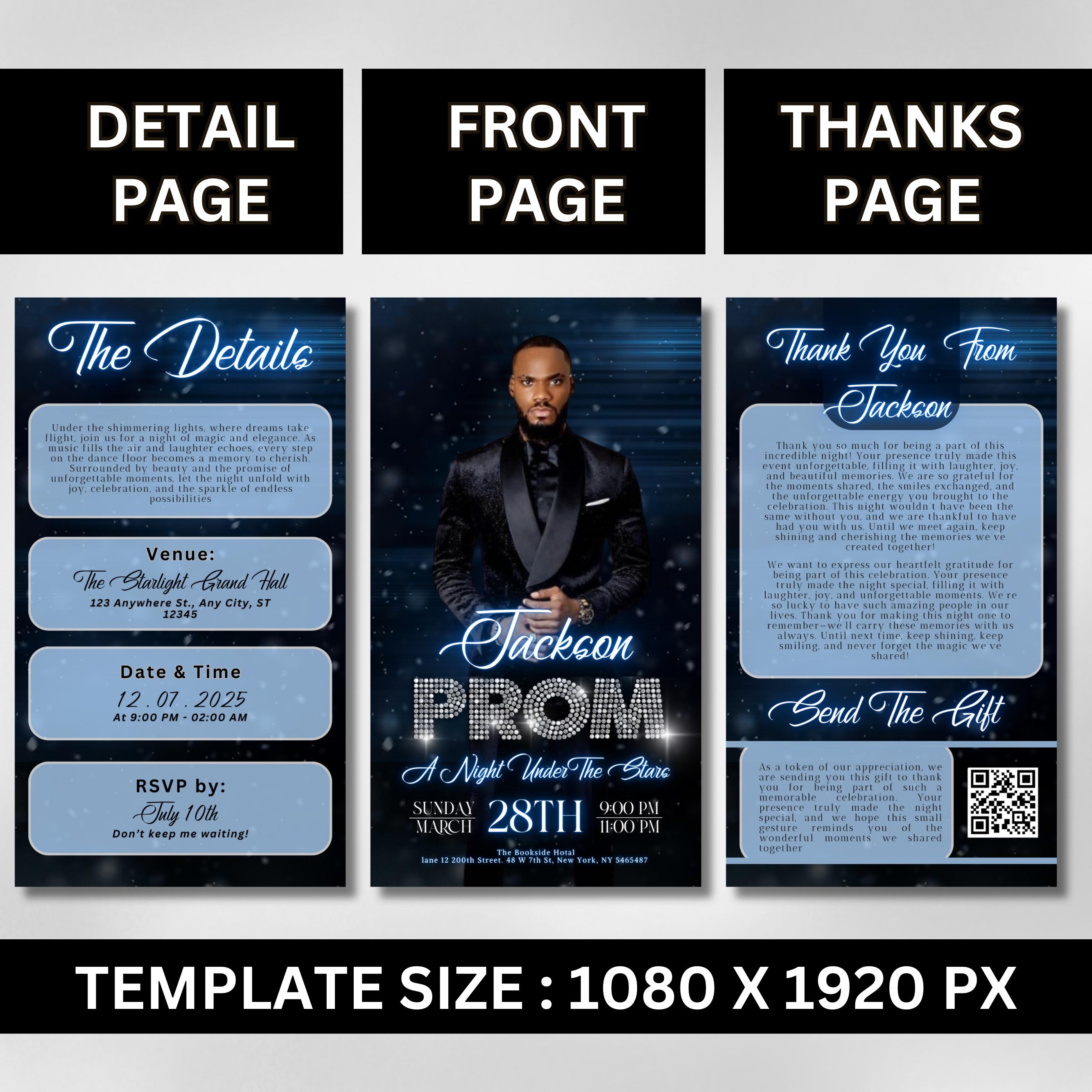 Prom Send off Party Invitation, Prom Senior Blue Theme Invite, Prom ...