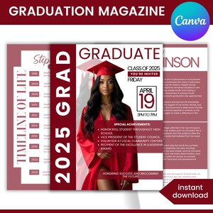Graduation Magazine Template, High School Senior Graduation Magazine Cover Template, Senior Graduation Invitation, Senior Magazine Template
