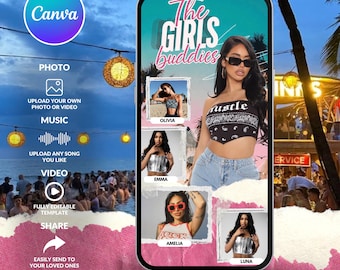 Digitale Geburtstagswochenende Einladung Bearbeitbarer Geburtstagswochenende Reiseplan Animierter Reiseplan Mädchen Reise Urlaubsplan In Canva bearbeiten