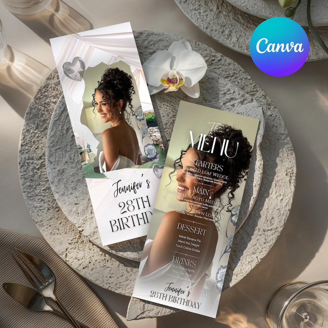 Editable Birthday Picture Menu, Full Picture Menu and Drink Card, Event ...