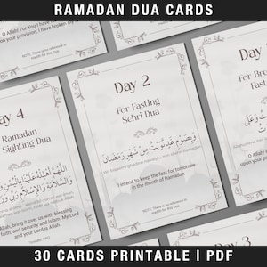 30 dagen Ramadan Dua-kaarten 30 dagen Dua Ramadan afdrukbare 30 dagen Ramadan Decor Dua Flashcard Flash Card Islamitische Dua afdrukbare Ramadan-gebedskaart