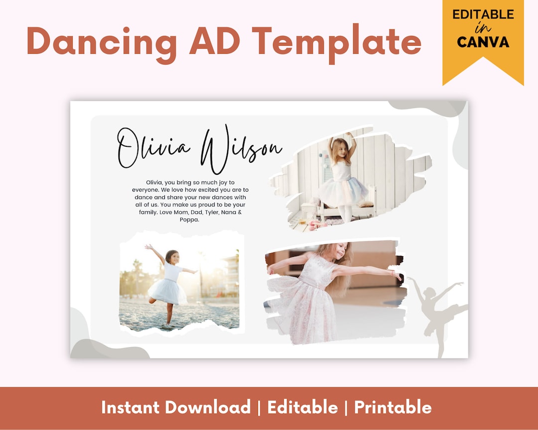 Dance Recital Program Ad Template Photo Dance Ad Senior Etsy