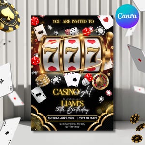 Casino Birthday Invitation Editable Casino Theme Birthday Invitation 21st 30th 40th 50th Poker Birthday Party Invitation Canva Template