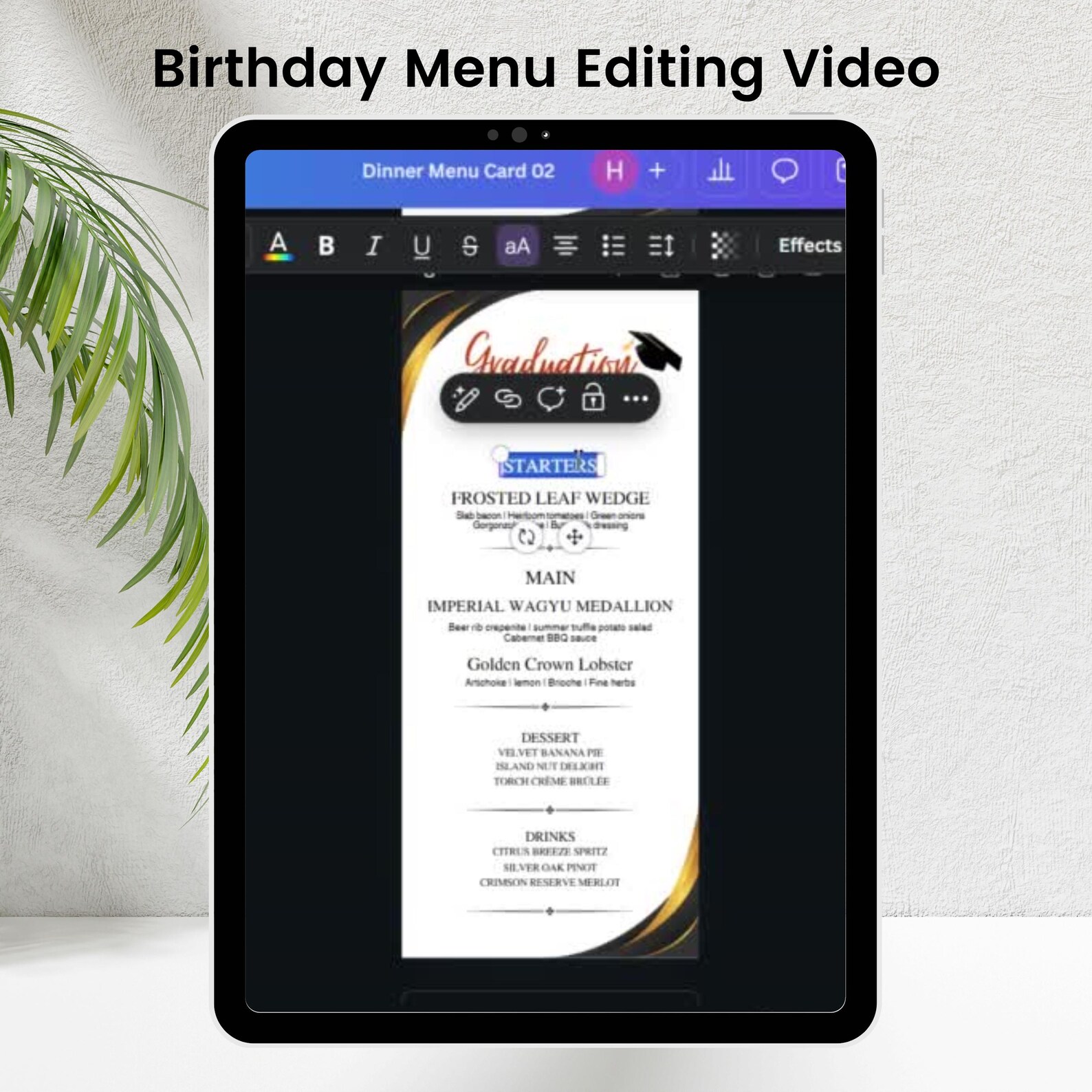 Graduation Party Menu Template, Editable Graduation Menu, and Drink ...
