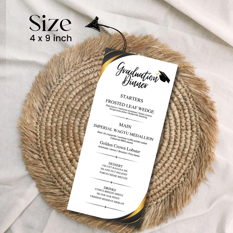 Graduation Party Menu Template, Editable Graduation Menu, and Drink ...