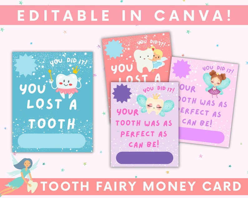 Tooth Fairy Money Card Bundle, Tooth Fairy Gift, Customizable Money
