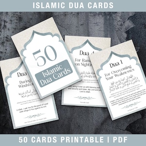 Islamische Dua Flash Karten, 50 druckbare Quran Dua Flash Karten, Ramadan Eid Geschenk, Islamisches Geschenk, Arabische Transliteration Englisch Sofort Download