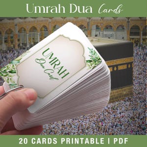 20 kart Umrah Dua do druku, fiszki Umrah, karty podarunkowe Umrah Mubarak, karty modlitewne, islamskie Dua, karty przypomnienia Dua do druku PDF