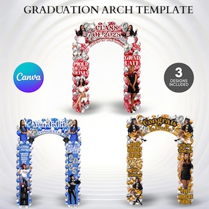 Graduation Entrance Arch Design, Editable Graduation Arch Template, Balloon Arch Template, Graduation Party Decor, Canva Template