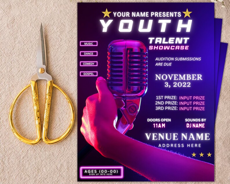 Talent Show Show Flyer Talent Show Poster Editable - Etsy