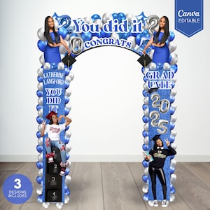 Graduation Entrance Arch Design, Editable Graduation Arch Template, Balloon Arch Template, Graduation Party Decor, Canva Template