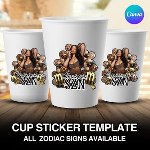 Styrofoam Cup Sticker Template, Editable Party Cup Template Customizable Styrofoam Cup Design, Cup Sticker Template, Custom Party Cups Canva