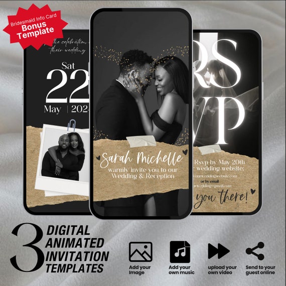 Digital animated wedding invitation photos - Weddingsavor.com