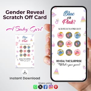 Girl Gender Reveal Scratch Off Card, It's a Girl Gender Reveal Scratch Off, Digital Boy or Girl Scratch Card Game, Gender Announcement