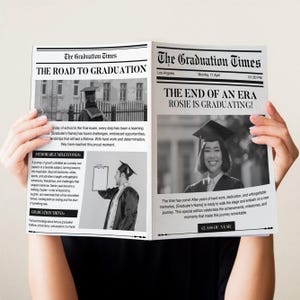 Canva Graduation Newspaper Template, Large Graduation Newspaper, Printable Large Newspaper Canva Template, Newspaper Graduation Announcement