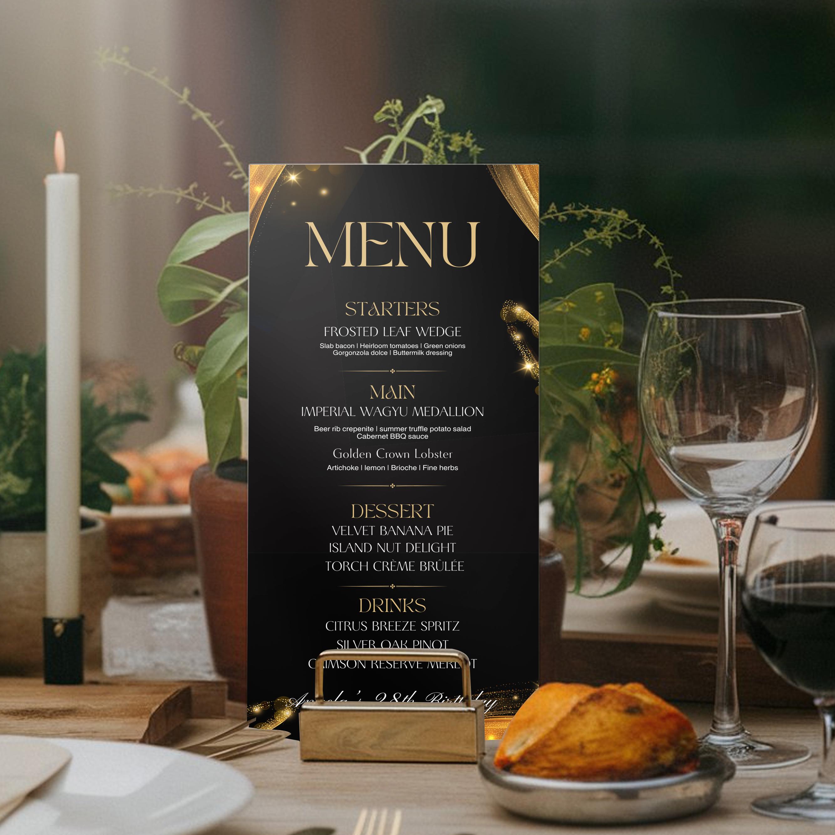 Editable Birthday Picture Menu, Full Picture Menu and Drink Card, Event ...