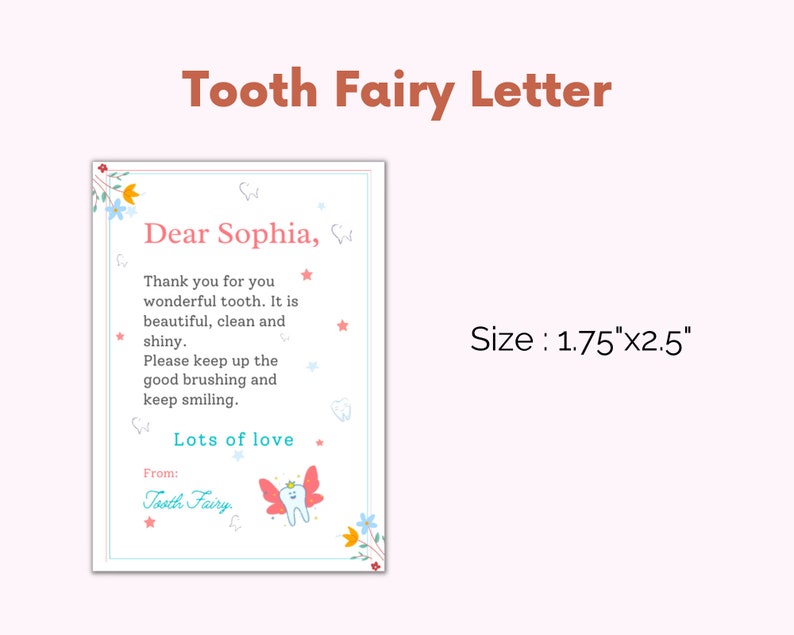 Fairy Letter,tooth Fairy Letter Instant Download, Fairy Letter, Tooth ...